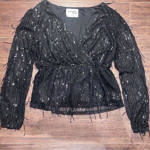 Savanna Jane Black Sequin Blouse